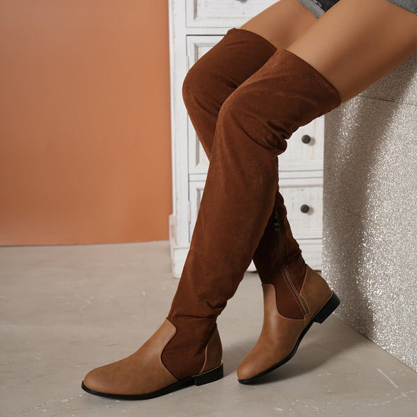 Tillbuy Suede Ruched Boots-2