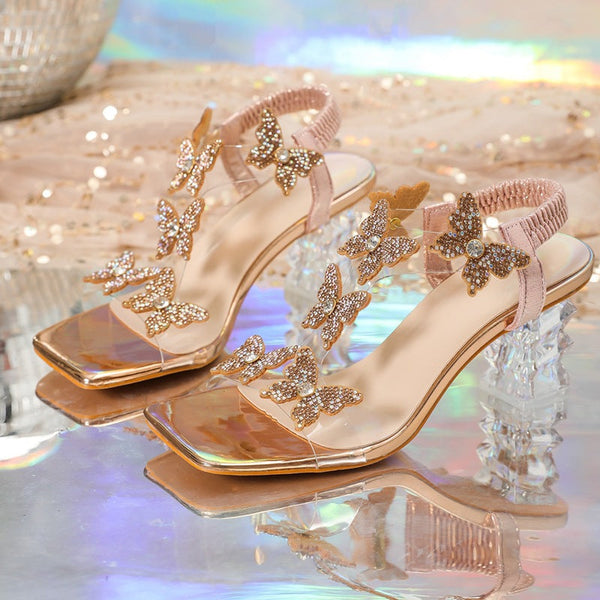 Butterfly-decor Rhinestone Sandals