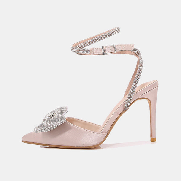 Diamond Bow Strappy Heel Sandals