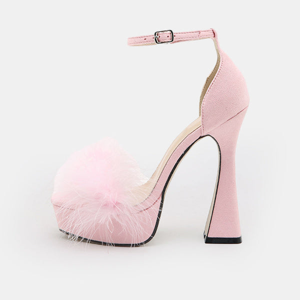 Glamorous Feather-trimmed Sandals