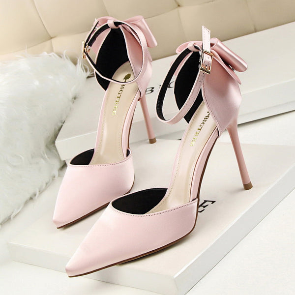 Tillbuy Bow Knot Strap Pumps