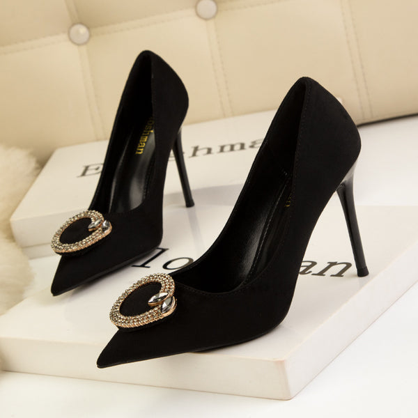 Rhinestone Suede Pumps