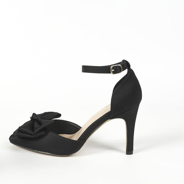 Tillbuy Bow Ankle Strap Pumps