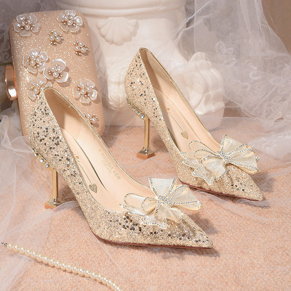 Glitering Bow-knot Pumps