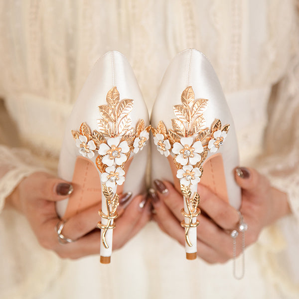 Crystal Flowers Bridal High Heels