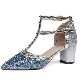 Tillbuy Starry Star Riveted High Heel Sandals