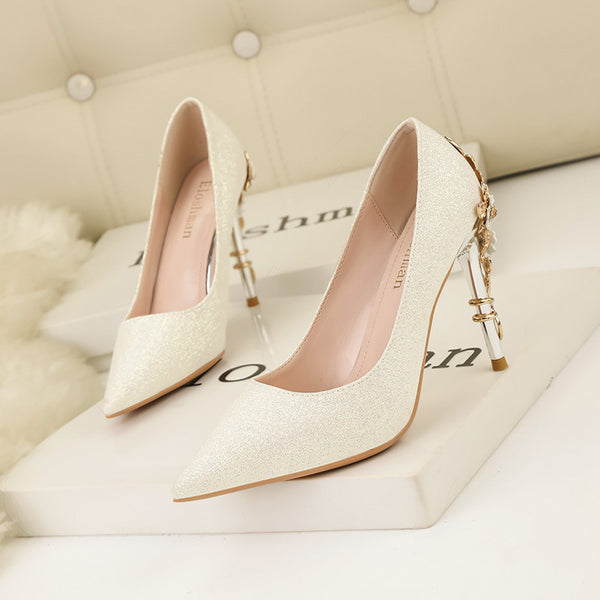 Elegant Flowers Rhinestone Wedding Pumps