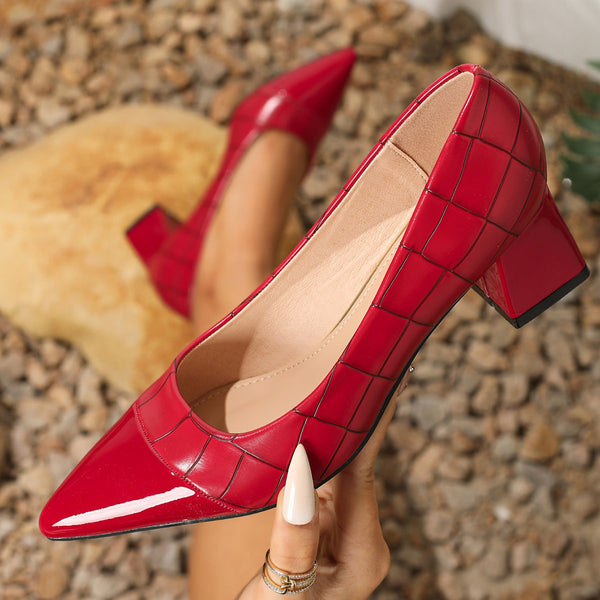 Tillbuy Solid Color Block Pumps